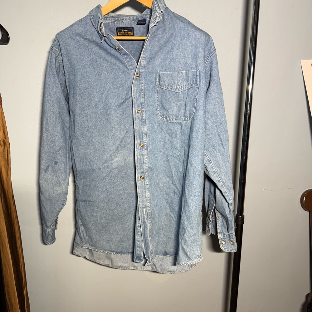 100% Egyptian Cotton Men's Casual Blue Button Down